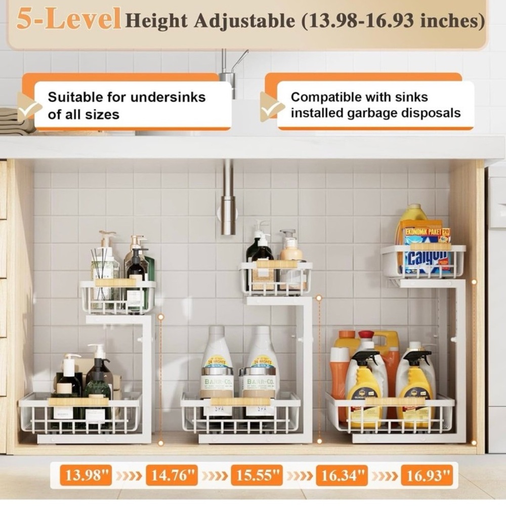 Two-Tier Slide Out Under sink Storage Rack - Picture 3 of 7